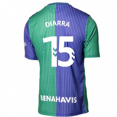 Kandiny Mujer Camiseta Moussa Diarra #15 Verde Azul 2ª Equipación 2023/24 La Camisa Chile