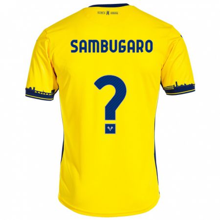 Kandiny Mujer Camiseta Mattia Sambugaro #0 Amarillo 2ª Equipación 2023/24 La Camisa Chile