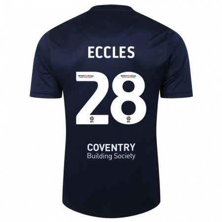 Kandiny Mujer Camiseta Josh Eccles #28 Rojo Azul Marino 2ª Equipación 2023/24 La Camisa Chile