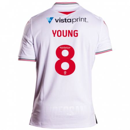 Kandiny Mujer Camiseta Luke Young #8 Blanco 2ª Equipación 2023/24 La Camisa Chile