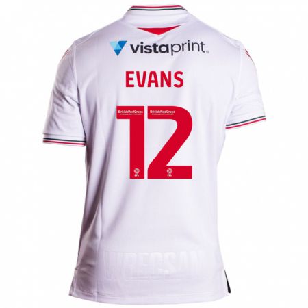 Kandiny Mujer Camiseta George Evans #12 Blanco 2ª Equipación 2023/24 La Camisa Chile