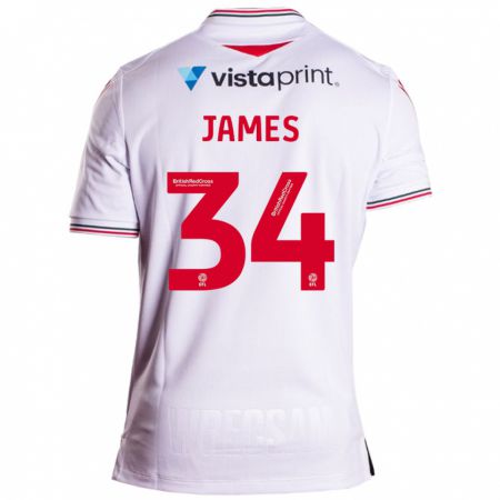 Kandiny Mujer Camiseta Aaron James #34 Blanco 2ª Equipación 2023/24 La Camisa Chile