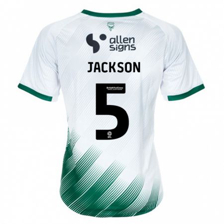 Kandiny Mujer Camiseta Adam Jackson #5 Blanco 2ª Equipación 2023/24 La Camisa Chile