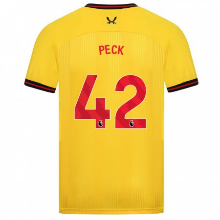 Kandiny Mujer Camiseta Sydie Peck #42 Amarillo 2ª Equipación 2023/24 La Camisa Chile