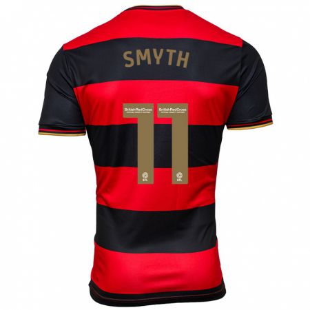 Kandiny Mujer Camiseta Paul Smyth #11 Negro Rojo 2ª Equipación 2023/24 La Camisa Chile