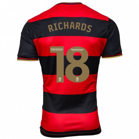 Kandiny Mujer Camiseta Taylor Richards #18 Negro Rojo 2ª Equipación 2023/24 La Camisa Chile