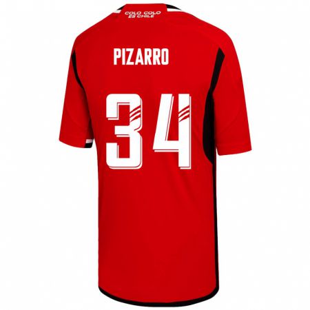 Kandiny Mujer Camiseta Vicente Pizarro #34 Rojo 2ª Equipación 2023/24 La Camisa Chile
