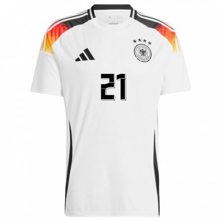 Kandiny Niño Camiseta Alemania Faride Alidou #21 Blanco 1ª Equipación 24-26 La Camisa Chile