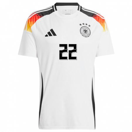 Kandiny Niño Camiseta Alemania Sarai Linder #22 Blanco 1ª Equipación 24-26 La Camisa Chile