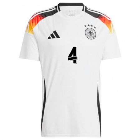 Kandiny Niño Camiseta Alemania Sophia Kleinherne #4 Blanco 1ª Equipación 24-26 La Camisa Chile