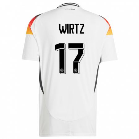 Kandiny Niño Camiseta Alemania Florian Wirtz #17 Blanco 1ª Equipación 24-26 La Camisa Chile