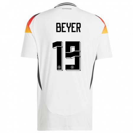 Kandiny Niño Camiseta Alemania Jordan Beyer #19 Blanco 1ª Equipación 24-26 La Camisa Chile