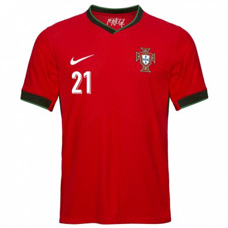 Kandiny Niño Camiseta Portugal Mateus Fernandes #21 Rojo 1ª Equipación 24-26 La Camisa Chile