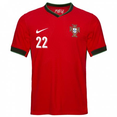 Kandiny Niño Camiseta Portugal Rute Costa #22 Rojo 1ª Equipación 24-26 La Camisa Chile