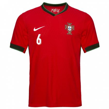 Kandiny Niño Camiseta Portugal Tiago Dantas #6 Rojo 1ª Equipación 24-26 La Camisa Chile