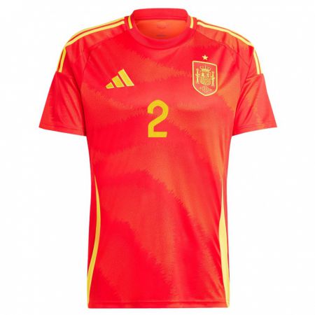 Kandiny Niño Camiseta España Cesar Azpilicueta #2 Rojo 1ª Equipación 24-26 La Camisa Chile