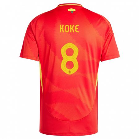 Kandiny Niño Camiseta España Koke #8 Rojo 1ª Equipación 24-26 La Camisa Chile