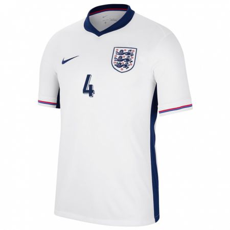 Kandiny Niño Camiseta Inglaterra Declan Rice #4 Blanco 1ª Equipación 24-26 La Camisa Chile