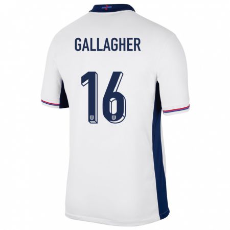 Kandiny Niño Camiseta Inglaterra Conor Gallagher #16 Blanco 1ª Equipación 24-26 La Camisa Chile