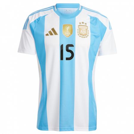 Kandiny Niño Camiseta Argentina Nicolas Gonzalez #15 Blanco Azul 1ª Equipación 24-26 La Camisa Chile