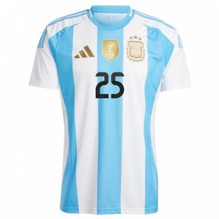 Kandiny Niño Camiseta Argentina Lisandro Martinez #25 Blanco Azul 1ª Equipación 24-26 La Camisa Chile