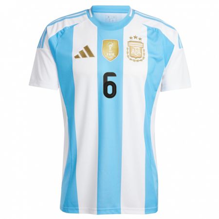 Kandiny Niño Camiseta Argentina Aldana Cometti #6 Blanco Azul 1ª Equipación 24-26 La Camisa Chile