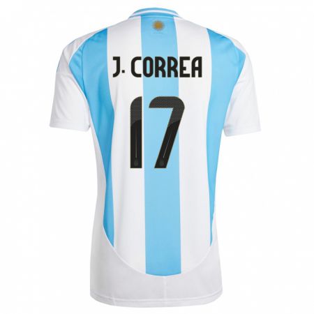 Kandiny Niño Camiseta Argentina Joaquin Correa #17 Blanco Azul 1ª Equipación 24-26 La Camisa Chile