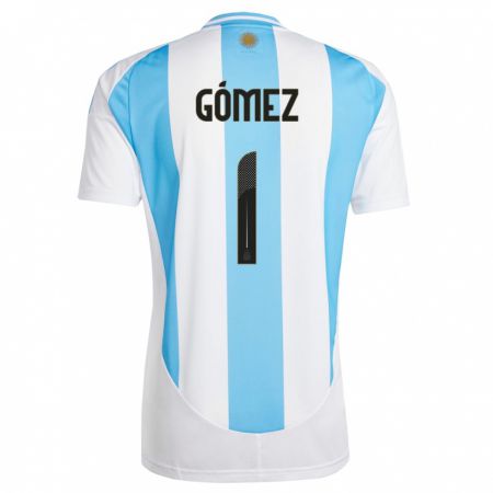 Kandiny Niño Camiseta Argentina Francisco Gomez #1 Blanco Azul 1ª Equipación 24-26 La Camisa Chile