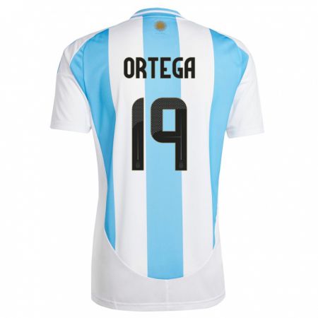 Kandiny Niño Camiseta Argentina Francisco Ortega #19 Blanco Azul 1ª Equipación 24-26 La Camisa Chile