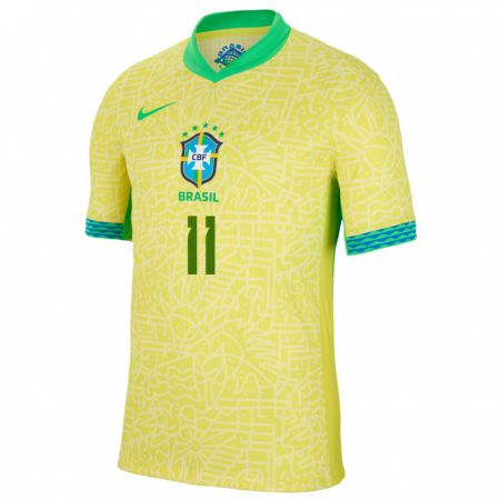 Kandiny Niño Camiseta Brasil Raphinha #11 Amarillo 1ª Equipación 24-26 La Camisa Chile