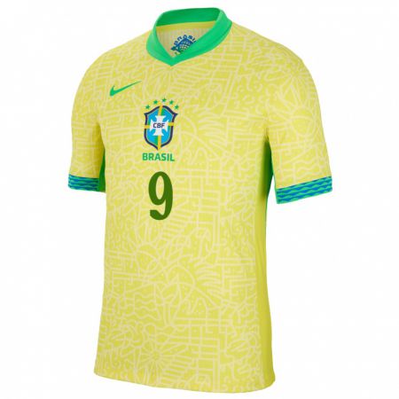 Kandiny Niño Camiseta Brasil Richarlison #9 Amarillo 1ª Equipación 24-26 La Camisa Chile