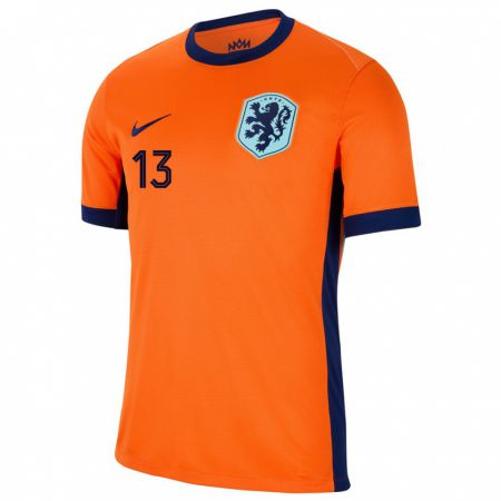 Kandiny Niño Camiseta Países Bajos Noa Malik Dundas #13 Naranja 1ª Equipación 24-26 La Camisa Chile
