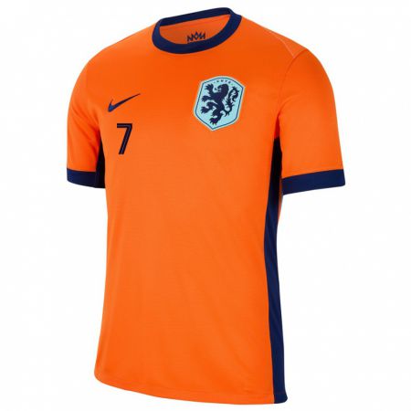 Kandiny Niño Camiseta Países Bajos Steven Bergwijn #7 Naranja 1ª Equipación 24-26 La Camisa Chile