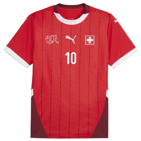 Kandiny Niño Camiseta Suiza Granit Xhaka #10 Rojo 1ª Equipación 24-26 La Camisa Chile