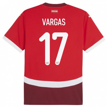 Kandiny Niño Camiseta Suiza Ruben Vargas #17 Rojo 1ª Equipación 24-26 La Camisa Chile