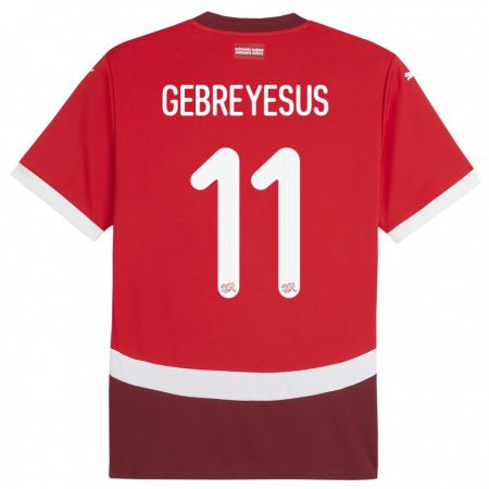 Kandiny Niño Camiseta Suiza Esey Gebreyesus #11 Rojo 1ª Equipación 24-26 La Camisa Chile