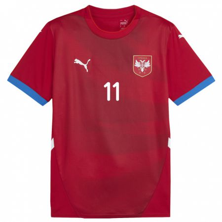 Kandiny Niño Camiseta Serbia Ognjen Ajdar #11 Rojo 1ª Equipación 24-26 La Camisa Chile