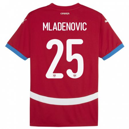 Kandiny Niño Camiseta Serbia Filip Mladenovic #25 Rojo 1ª Equipación 24-26 La Camisa Chile