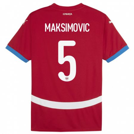 Kandiny Niño Camiseta Serbia Nemanja Maksimovic #5 Rojo 1ª Equipación 24-26 La Camisa Chile
