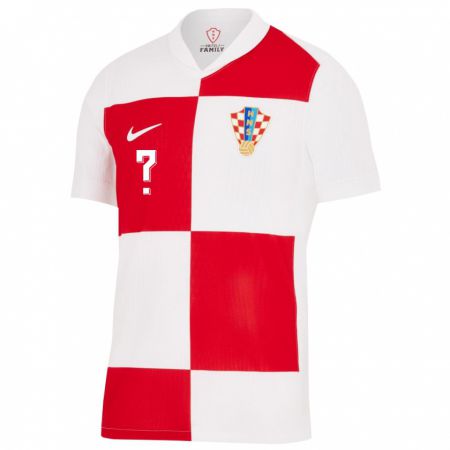 Kandiny Niño Camiseta Croacia Su Nombre #0 Blanco Rojo 1ª Equipación 24-26 La Camisa Chile