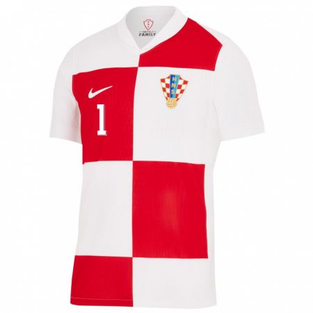 Kandiny Niño Camiseta Croacia Tin Sajko #1 Blanco Rojo 1ª Equipación 24-26 La Camisa Chile