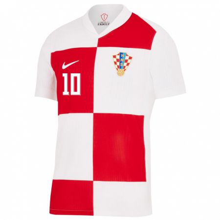 Kandiny Niño Camiseta Croacia Luka Modric #10 Blanco Rojo 1ª Equipación 24-26 La Camisa Chile