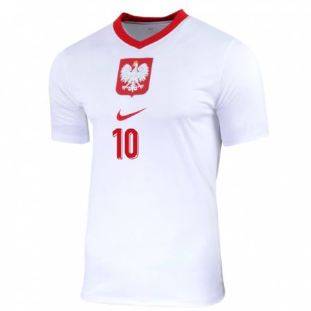 Kandiny Niño Camiseta Polonia Mateusz Skoczylas #10 Blanco 1ª Equipación 24-26 La Camisa Chile