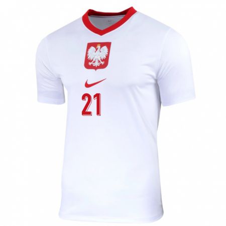 Kandiny Niño Camiseta Polonia Emilia Zdunek #21 Blanco 1ª Equipación 24-26 La Camisa Chile