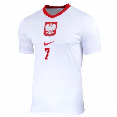 Kandiny Niño Camiseta Polonia Dawid Bugaj #7 Blanco 1ª Equipación 24-26 La Camisa Chile