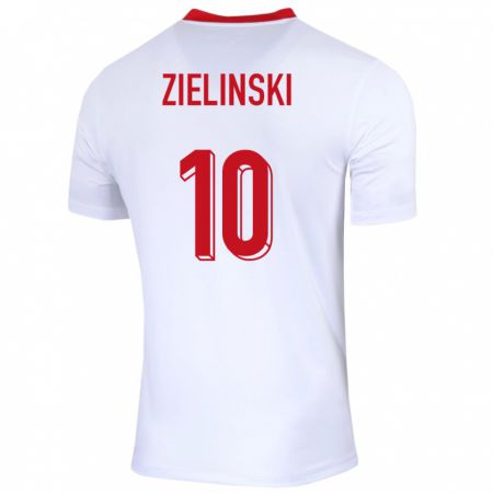 Kandiny Niño Camiseta Polonia Piotr Zielinski #10 Blanco 1ª Equipación 24-26 La Camisa Chile