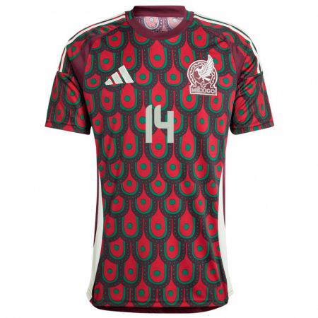 Kandiny Niño Camiseta México Teun Wilke #14 Granate 1ª Equipación 24-26 La Camisa Chile