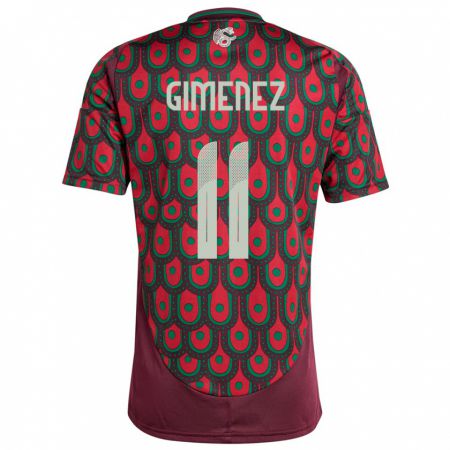 Kandiny Niño Camiseta México Santiago Gimenez #11 Granate 1ª Equipación 24-26 La Camisa Chile