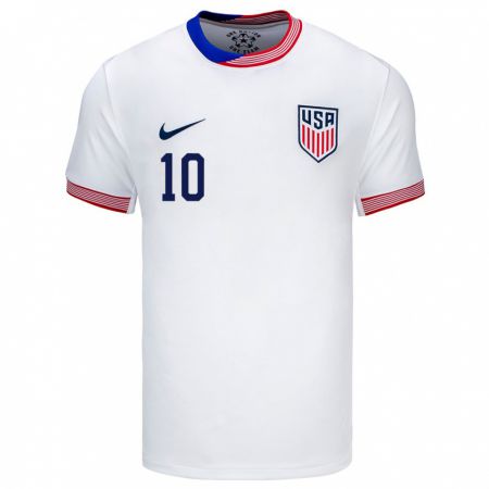 Kandiny Niño Camiseta Estados Unidos Christian Pulisic #10 Blanco 1ª Equipación 24-26 La Camisa Chile