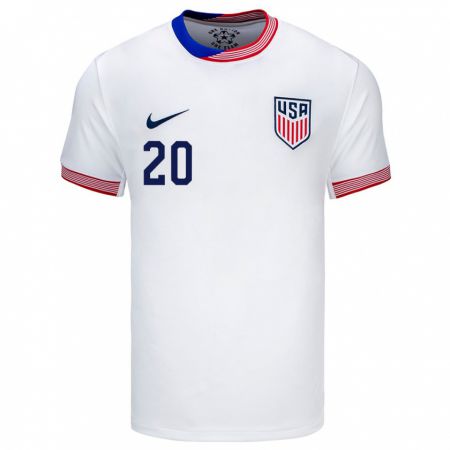 Kandiny Niño Camiseta Estados Unidos Cameron Carter-Vickers #20 Blanco 1ª Equipación 24-26 La Camisa Chile